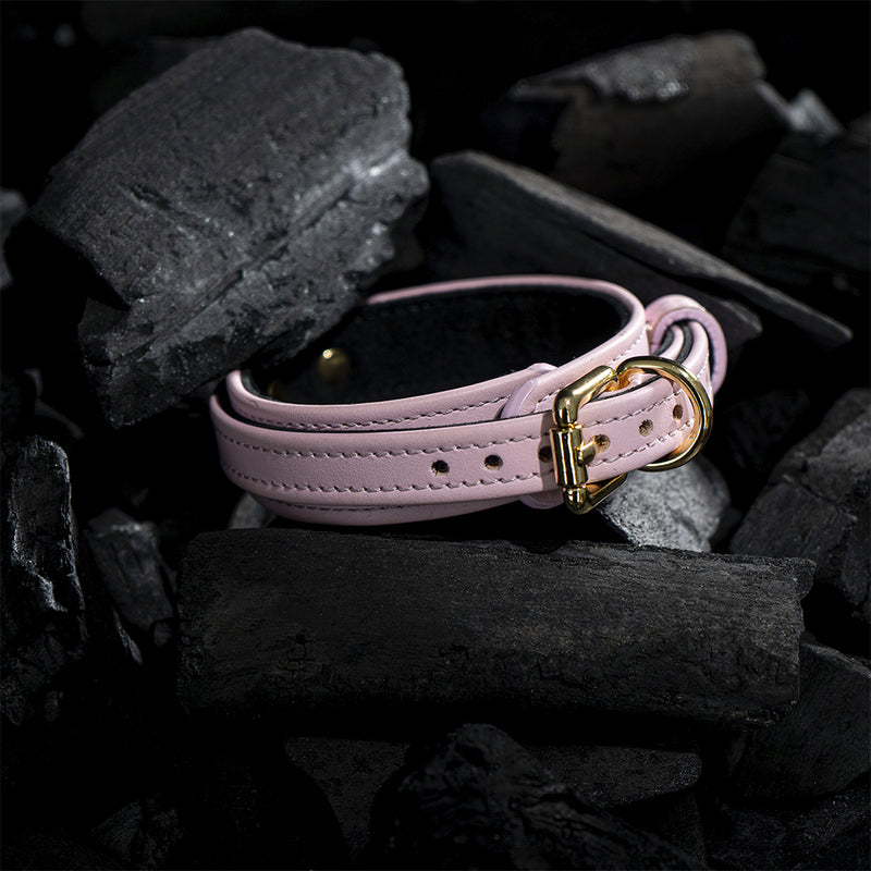 Dog Pink Collar with Soft Suede on Coals Another Side