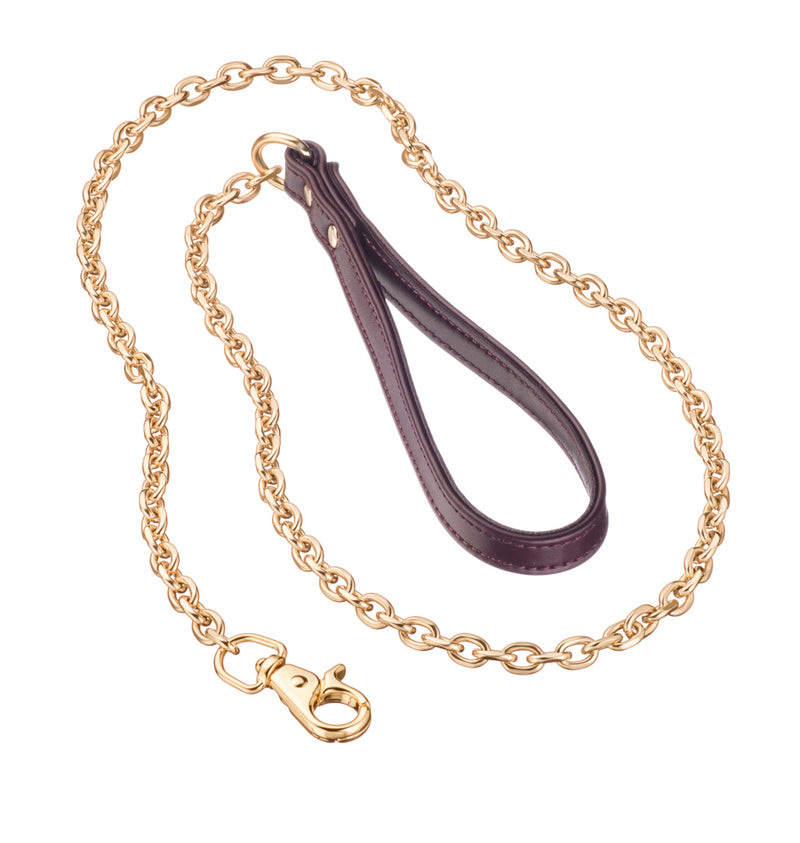 Recollier Burgundy Leash with Gold Chain 