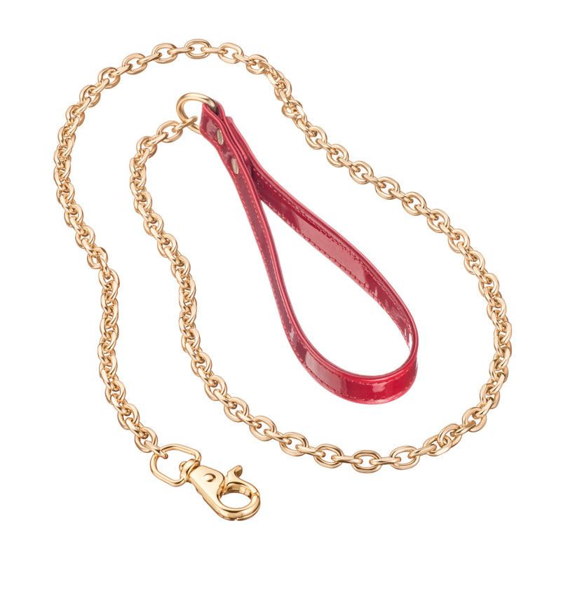 Recollier Red Patent Leash with Gold Chain