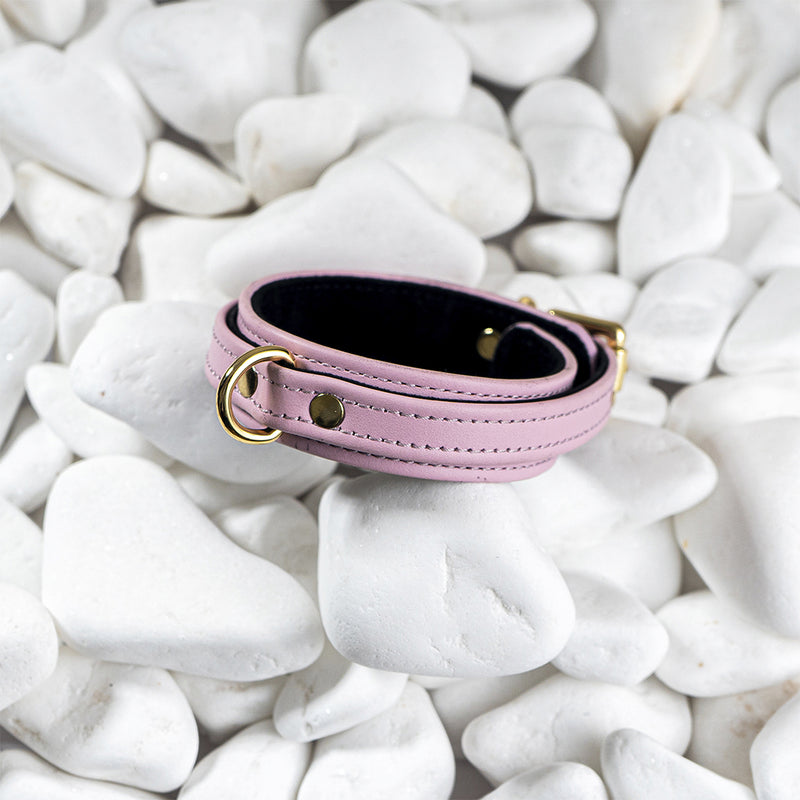 Premium Dog Pink Collar with Soft Suede on White Stone