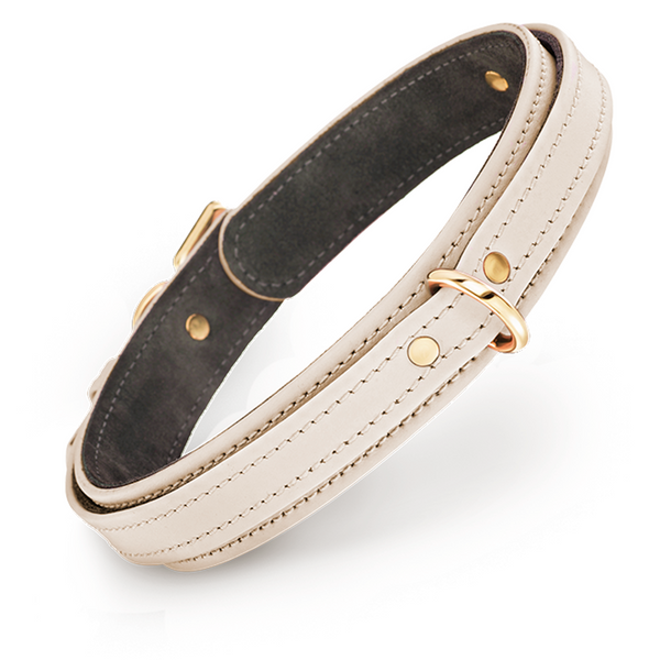 Premium Dog Beige Collar with Soft Suede