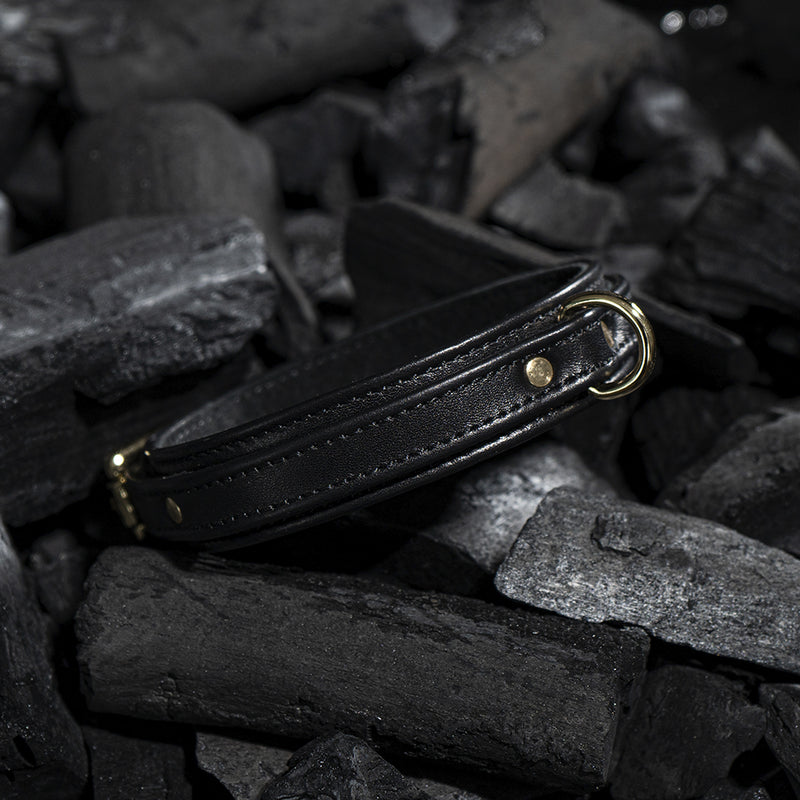 Dog Black Collar with Soft Suede on Coals Another Side