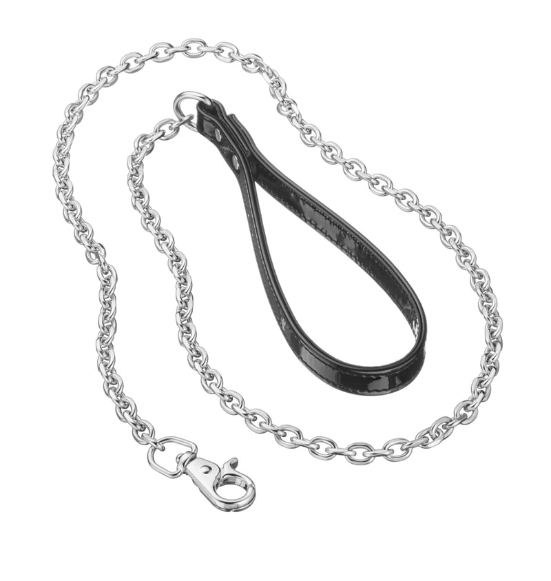 Recollier Black Patent Leash with Silver Chain 