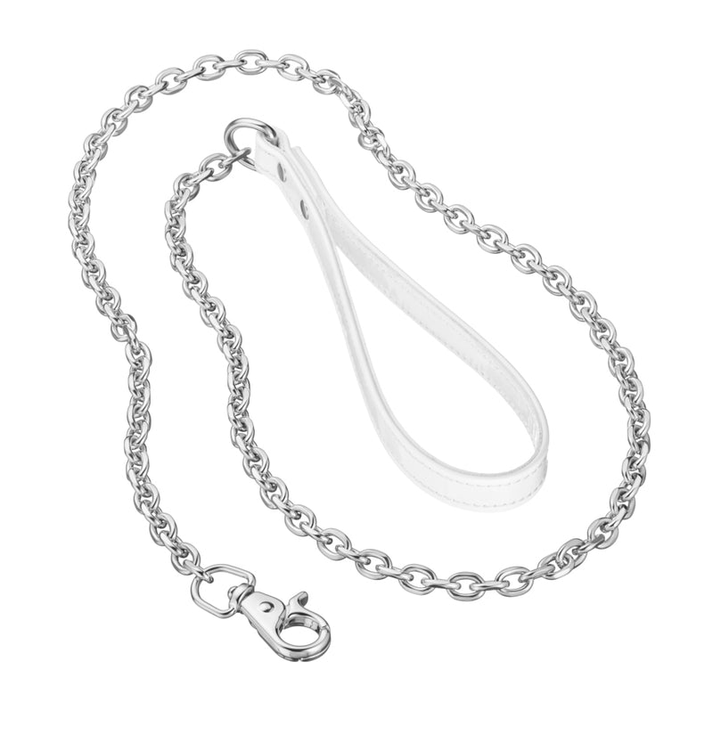 Recollier White Patent Leash with Silver Chain