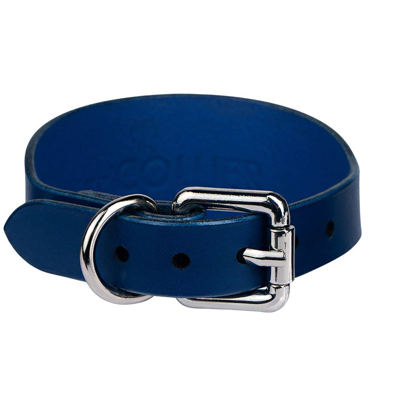 Lurcher Leather Сollar Blue with Silver Hardware