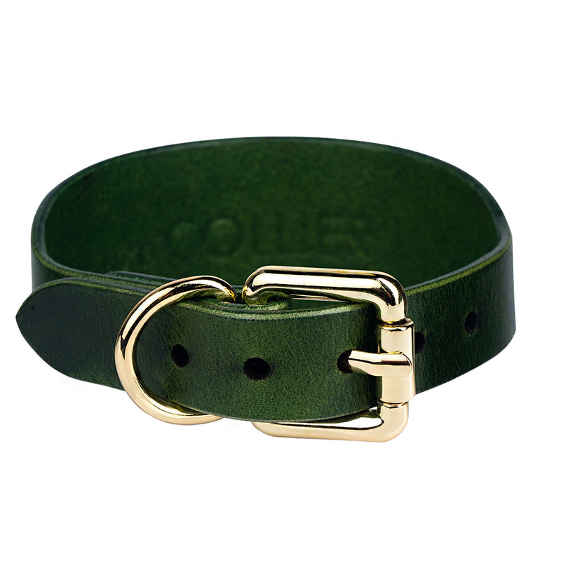 Lurcher Leather Сollar Green with Gold Hardware
