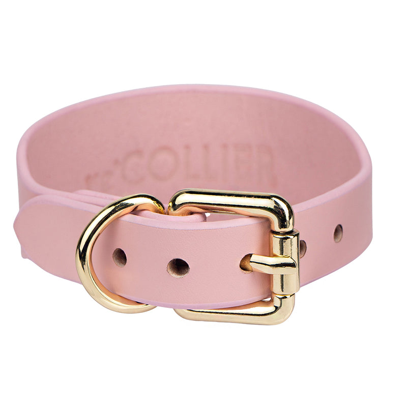 Lurcher Leather Сollar Pink with Gold Hardware
