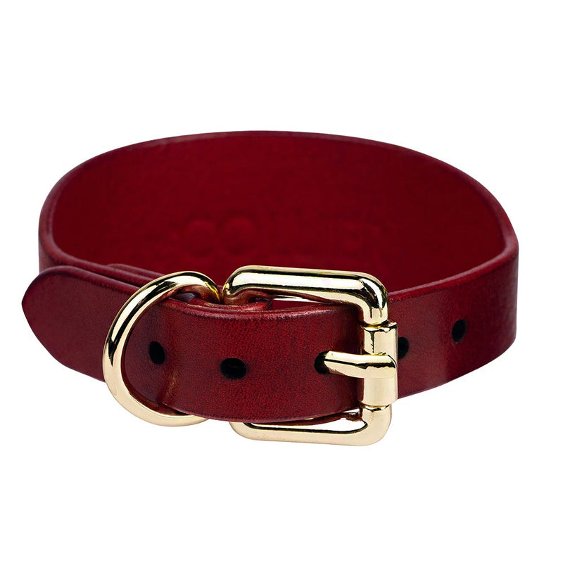 Lurcher Leather Сollar Red with Golden Hardware