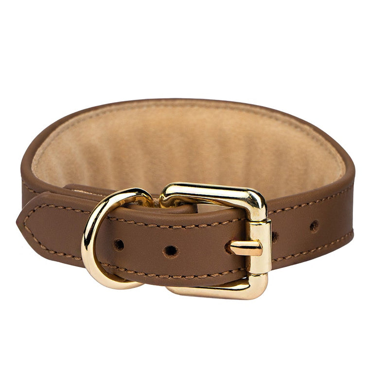 Lurcher Leather Сollar soft Caramel with Gold Hardware