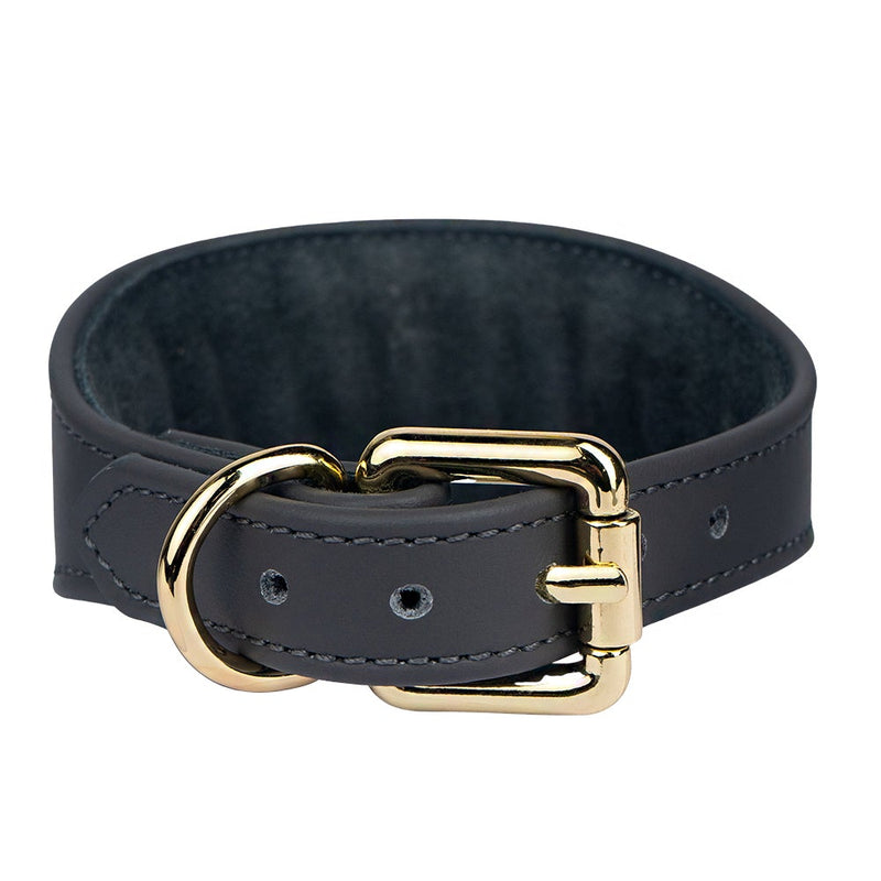 Lurcher Leather Сollar soft Steel with Golden Hardware