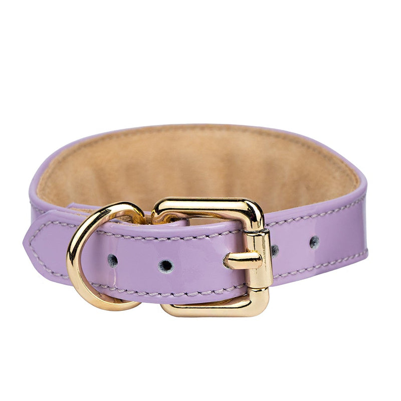 Lurcher Leather Сollar soft Violet Patent with Gold Hardware