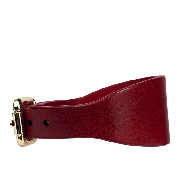Lurcher Leather Сollar Red side view