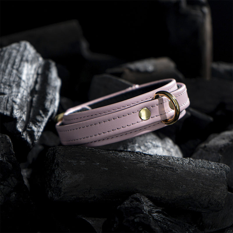 Dog Pink Collar with Soft Suede on Coals