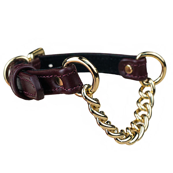 Burgundy collar with chain