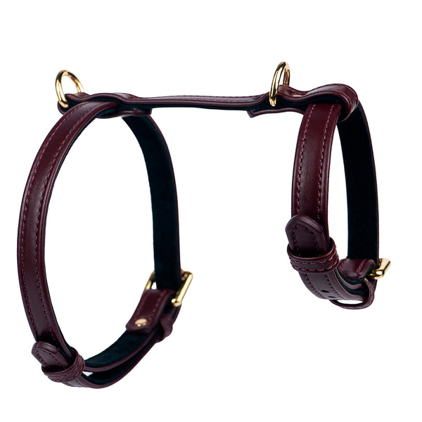 Burgundy Leather Dog Harness Another View