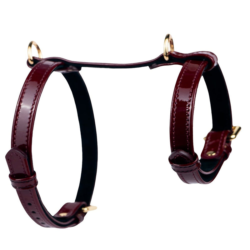 Burgundy Patent Leather Dog Harness Another View