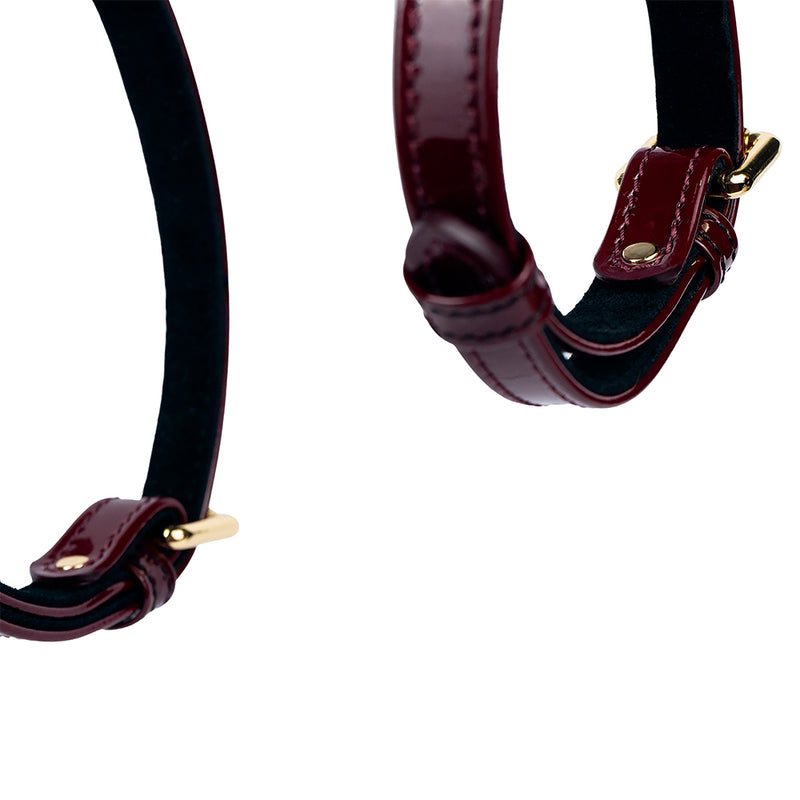 Burgundy Patent Leather Dog Harness with Soft Black Suede