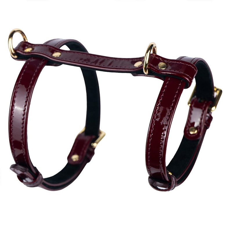 Burgundy Patent Leather Dog Harness