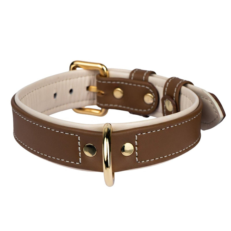 Leather Caramel-Beige Dog Collar