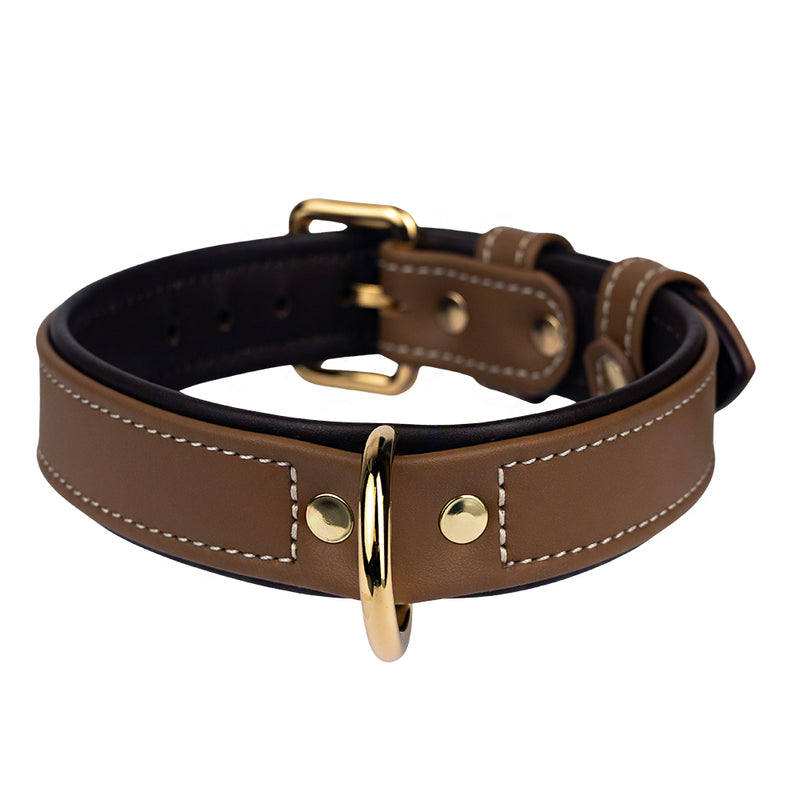 Leather Caramel-Dark Chocolate Dog Collar