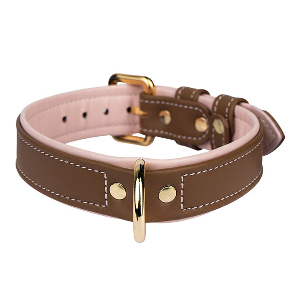 Leather Caramel-Lotus Dog Collar
