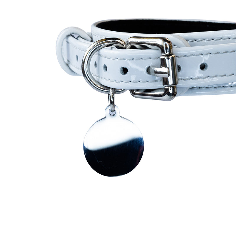 Dog Tag Circle Silver with Collar