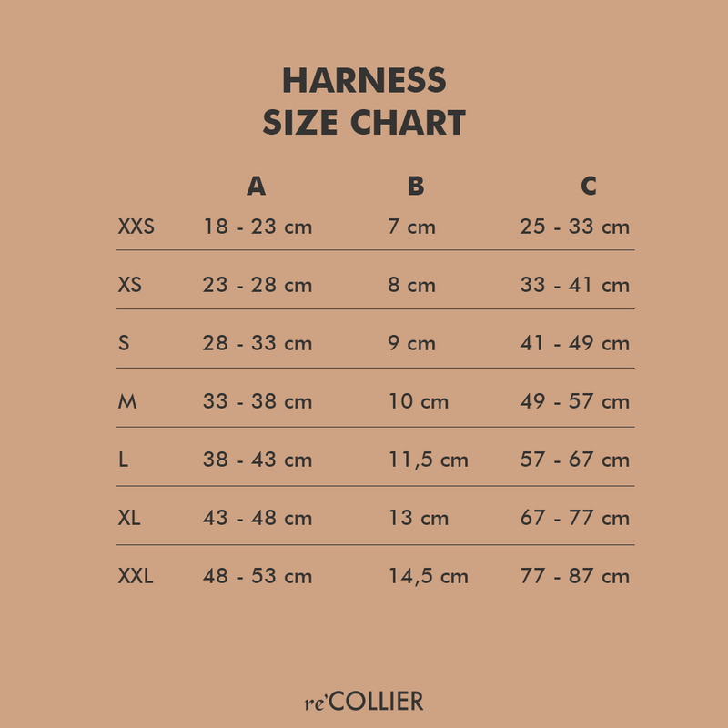 recollier harness size chart