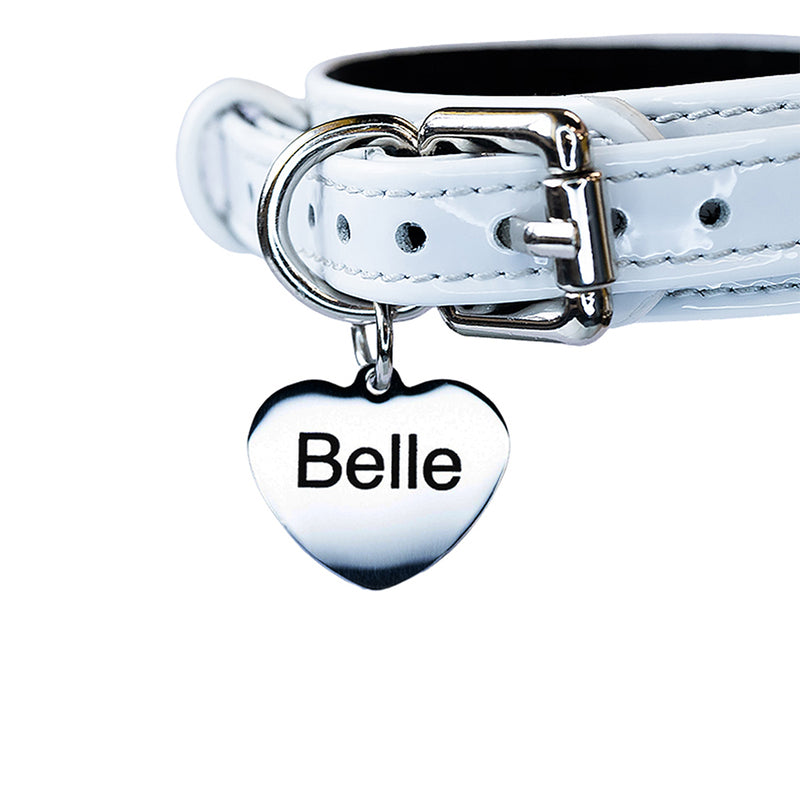 Dog Tag Heart Silver with Name Belle Another Collar