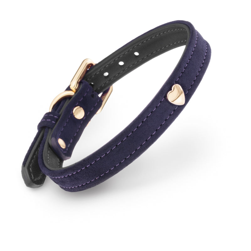 Velvet Blue Collar Sapphire with Metal Heart