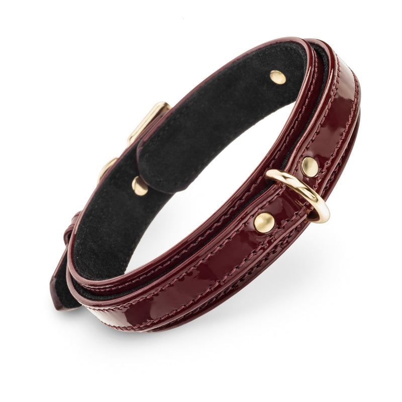 Dog Burgundy Patent Volt Collar with Soft Suede