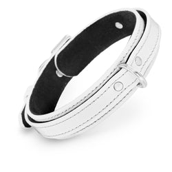 Premium Dog White Patent Collar with Soft Suede