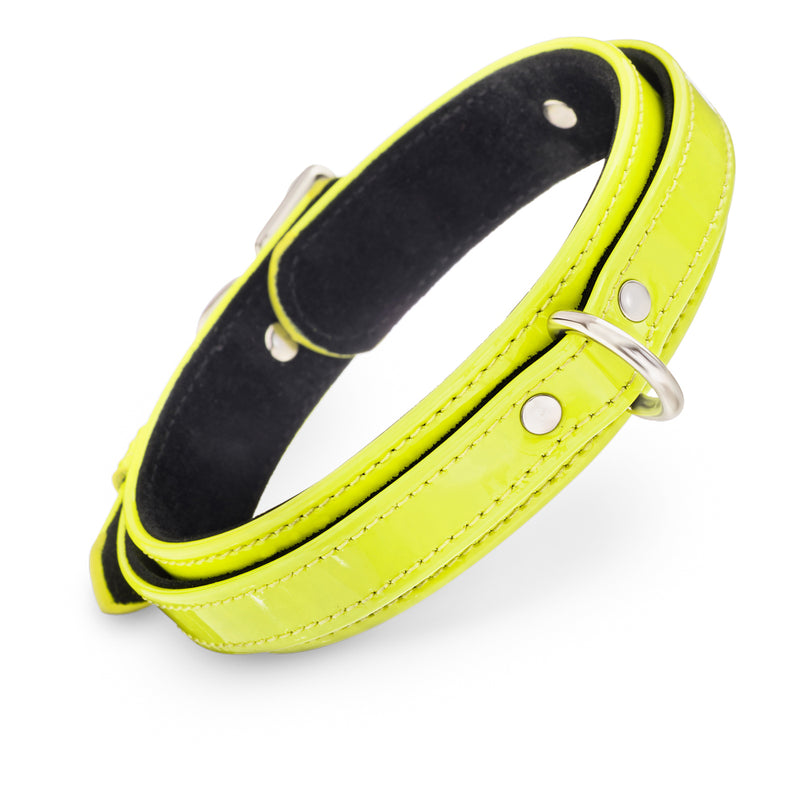 Dog Yellow Neon Volt Collar with Soft Suede