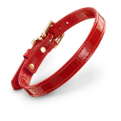 Dog Leather Red Patent Collar