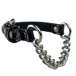 Black Patent collar with chain