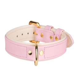 Leather Pink-Beage Dog Collar