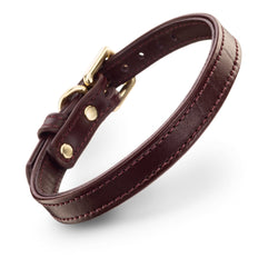 Dog Leather Burgundy Collar