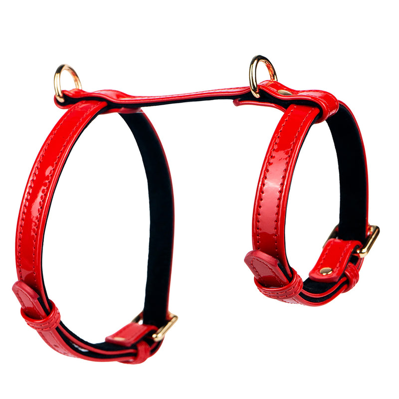 Red Leather Dog Harness Another View