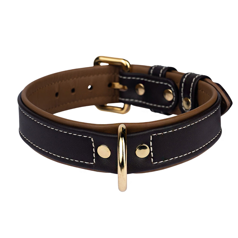 Leather Dark Chocolate-Caramel Dog Collar