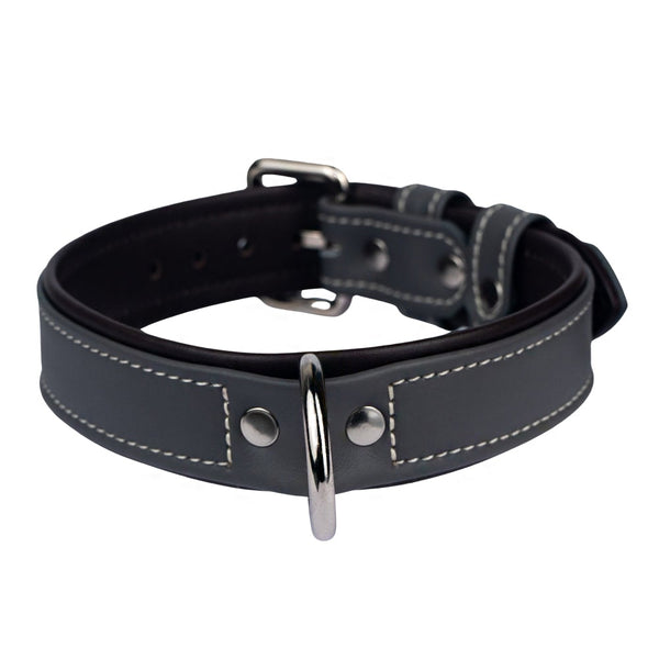 Leather Steel-Dark Chocolate Dog Collar