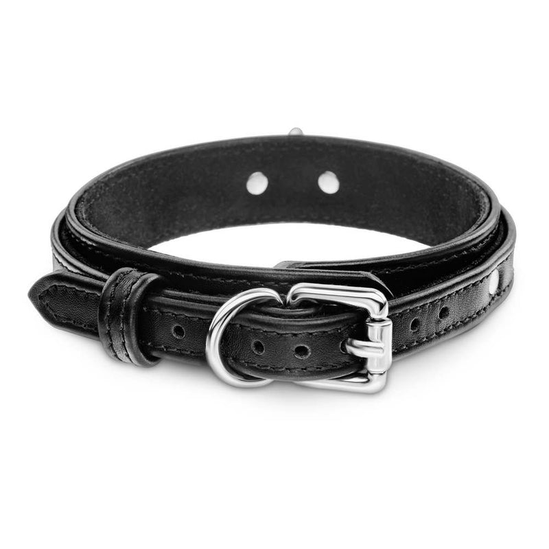 Premium Dog Black Collar with Soft Suede Another Side