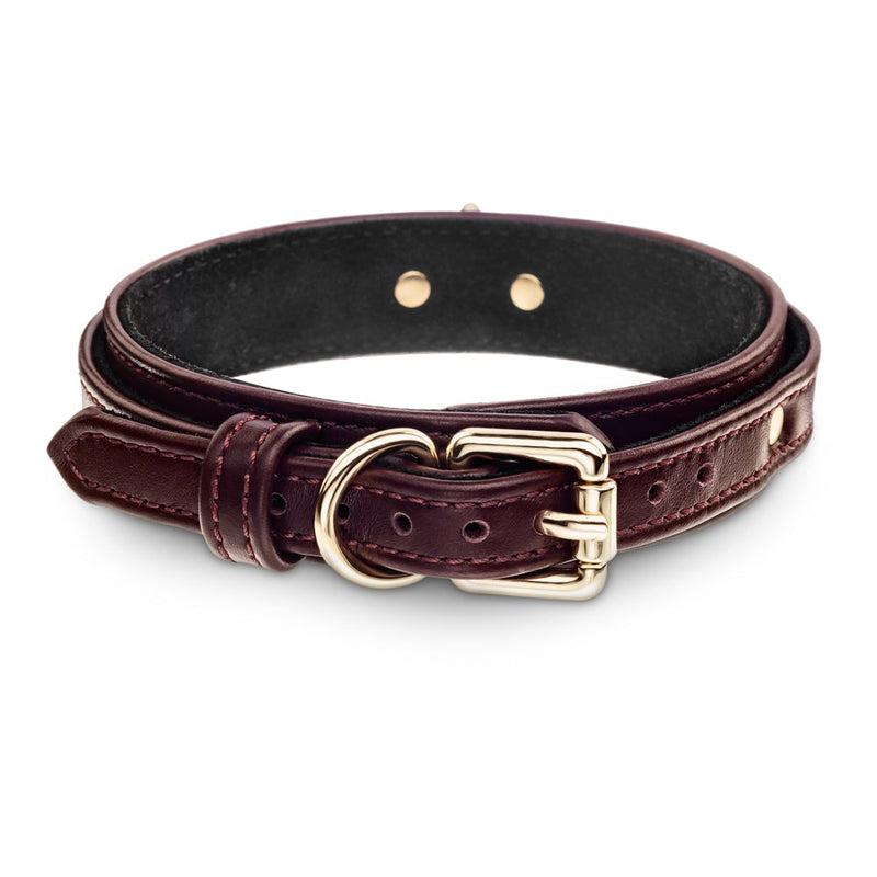 Dog Burgundy Collar with Soft Suede Another Side