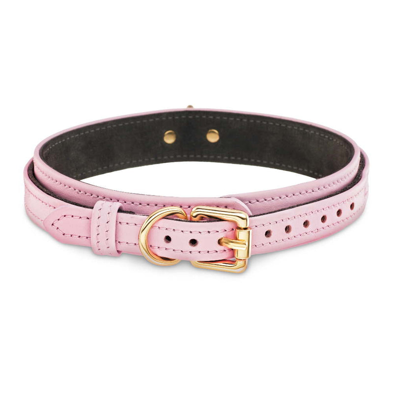 Premium Dog Pink Collar with Soft Suede Another Side