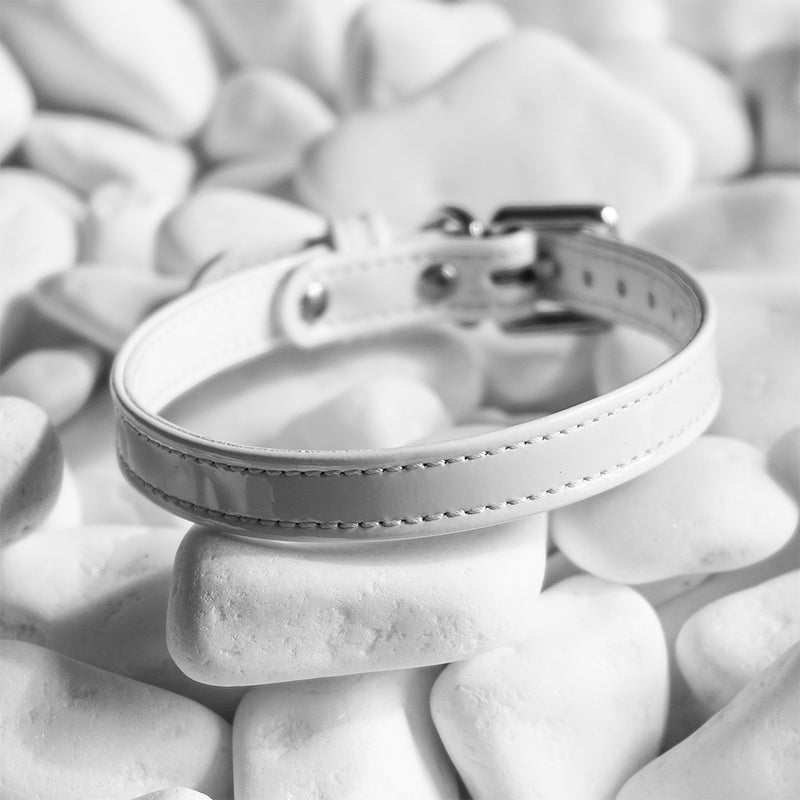 White Patent Collar on White Stone