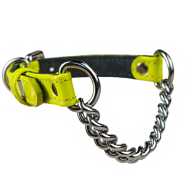 Yellow Neon collar with chain