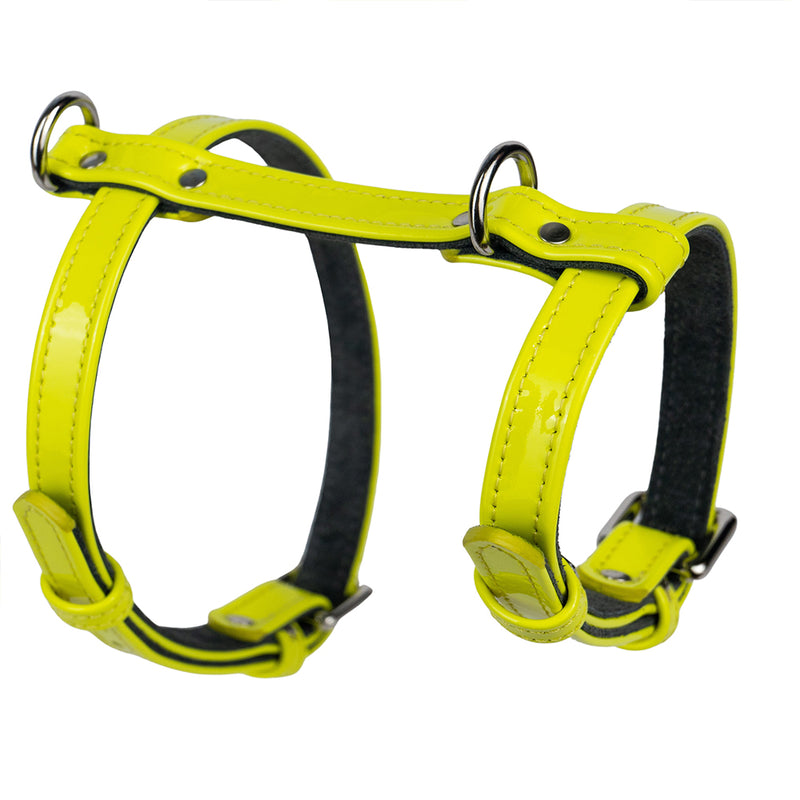 Yellow Neon Leather Dog Harness